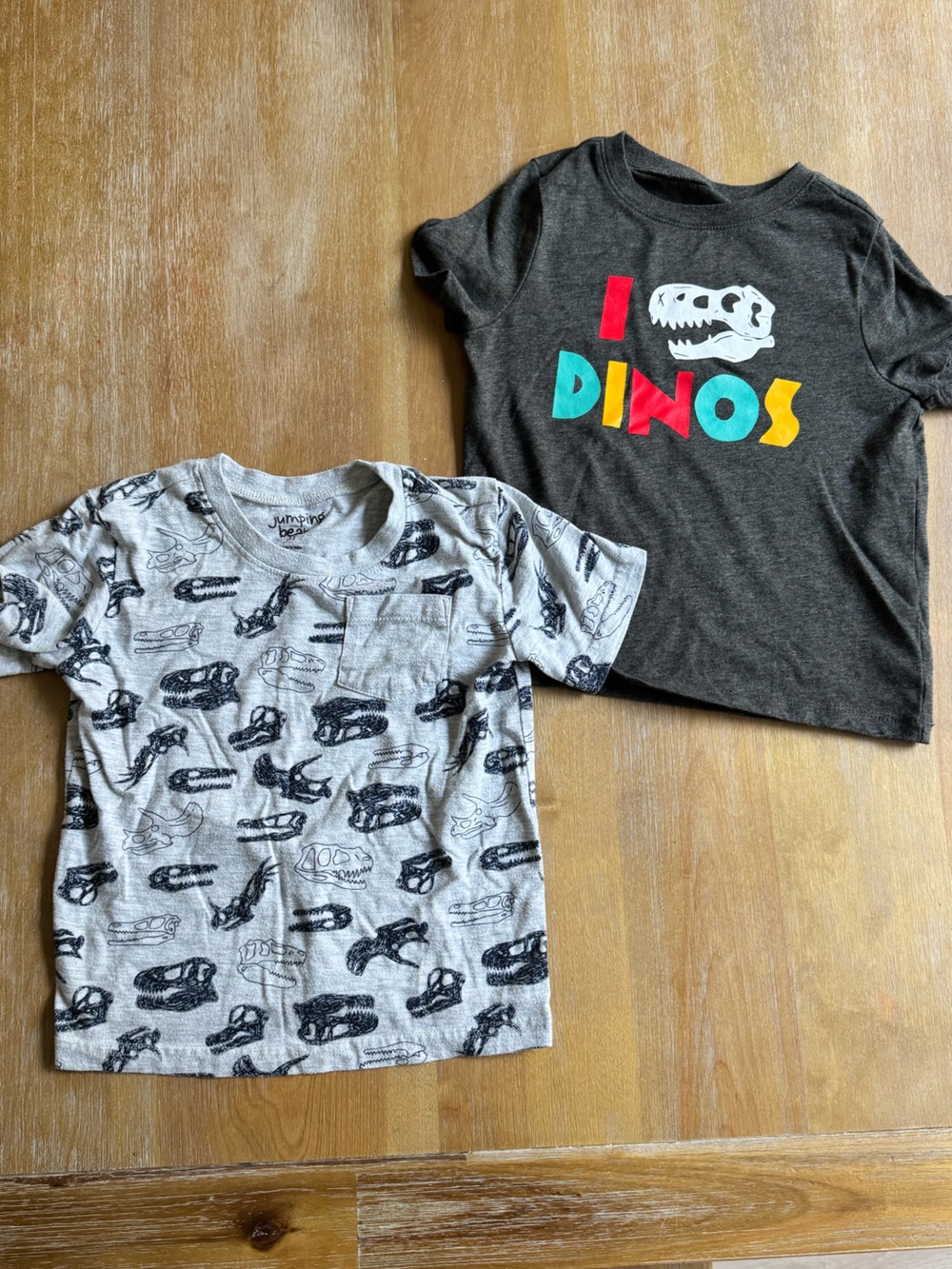 Toddler Boy - Size 3T - (x2) I Love Dino Graphic Tee and Gray Dino Skull Tee